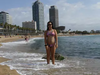 Teen Standing in Sea in Barcelona