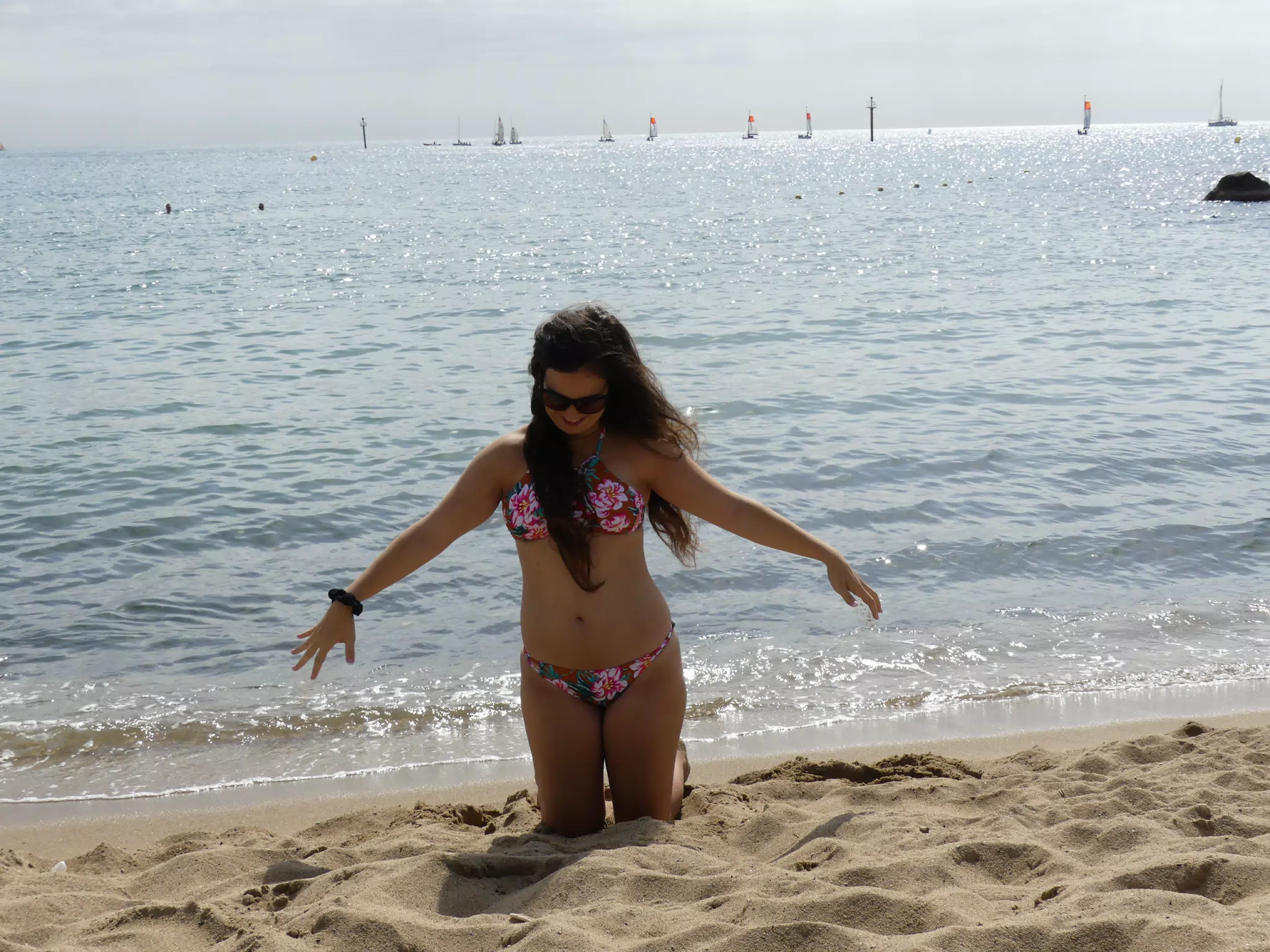 Covered in Sand on the Beach