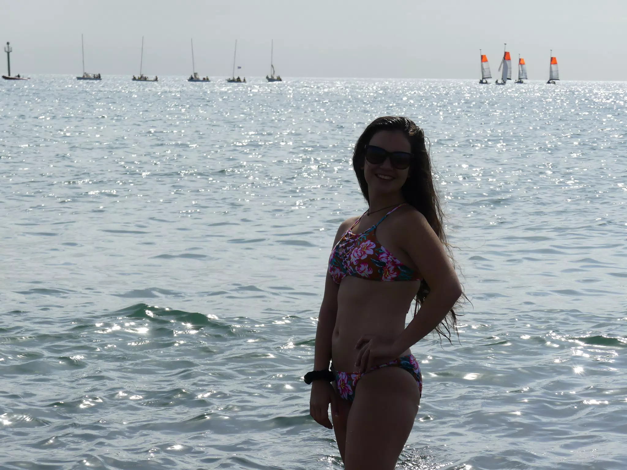 Bikini Model Posing on Barcelona Beach