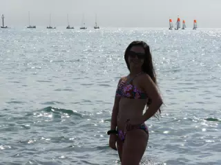 Bikini Model Posing on Barcelona Beach