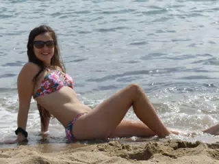 Emily on the Beach in Barcelona