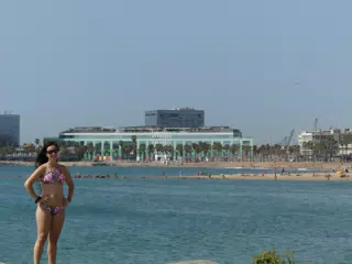 Emily Modeling Swimsuit in Barceloa on the Mediterranean Sea