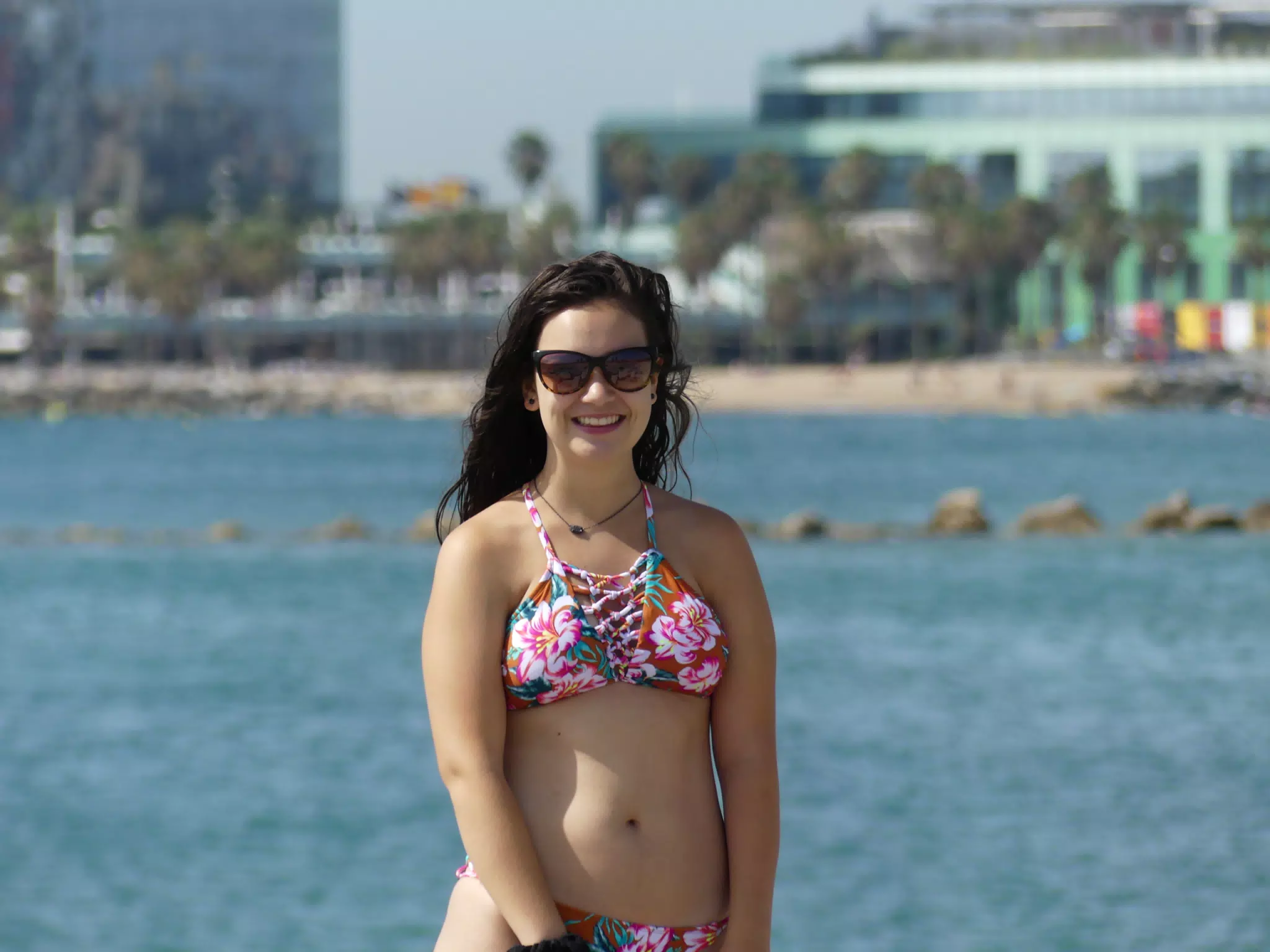 Teen Model on the Mediterranean in Bikini in Barcelona