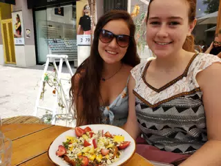 Emily and Madeline at Brunch and Cake in Barcelona