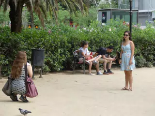 Emily Posing for Madeline in Barcelona