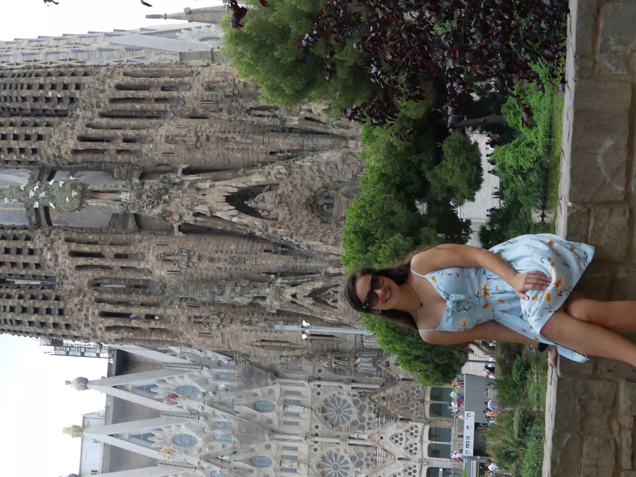 Emily in Dress at the Sagrada Familia in Barcelona