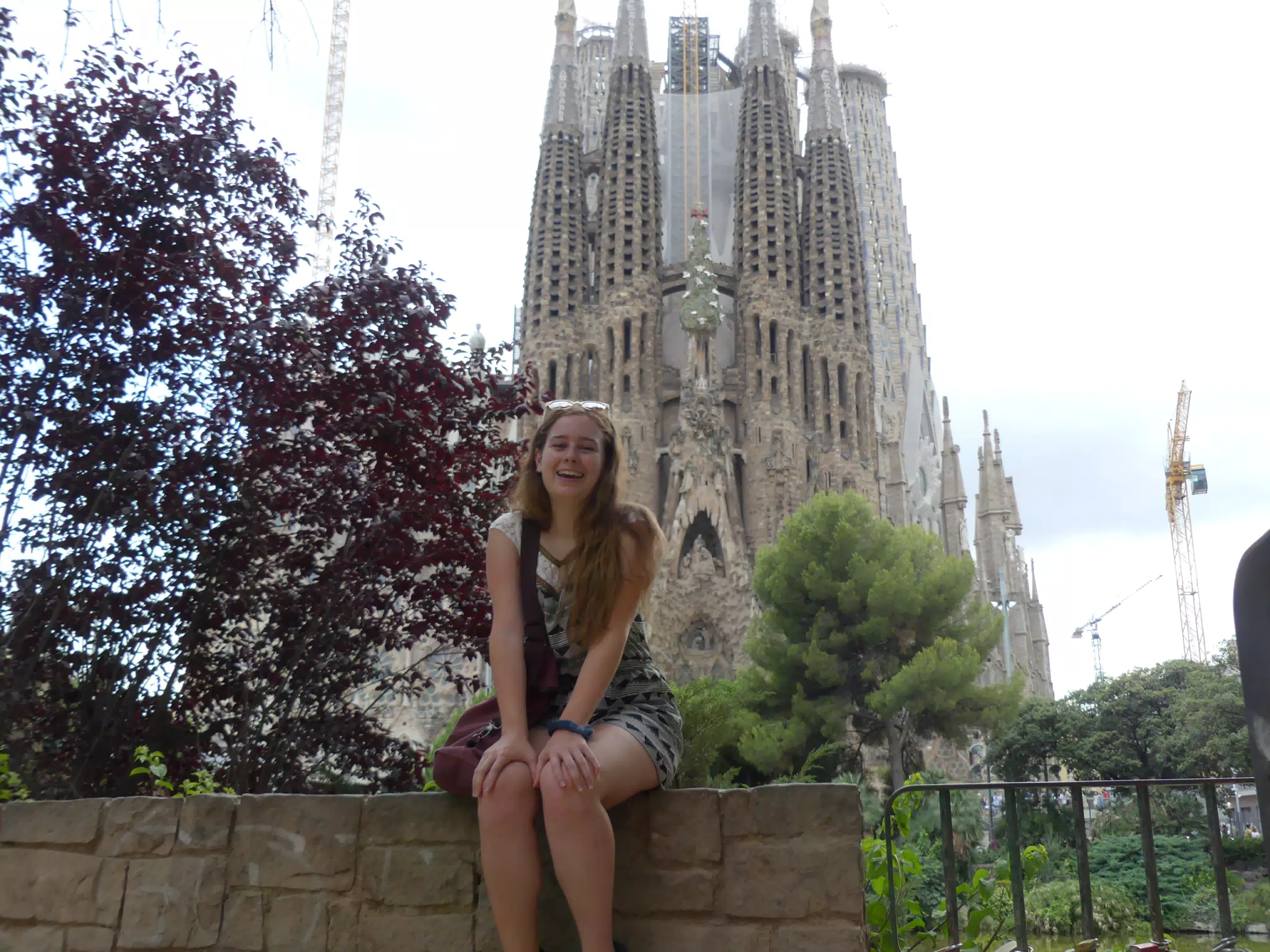 Teen Laughing at the Sagrada Familia in Barcelona
