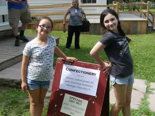 Luciana and Liesl at the Confectionery at the Genesee Country Village Museum