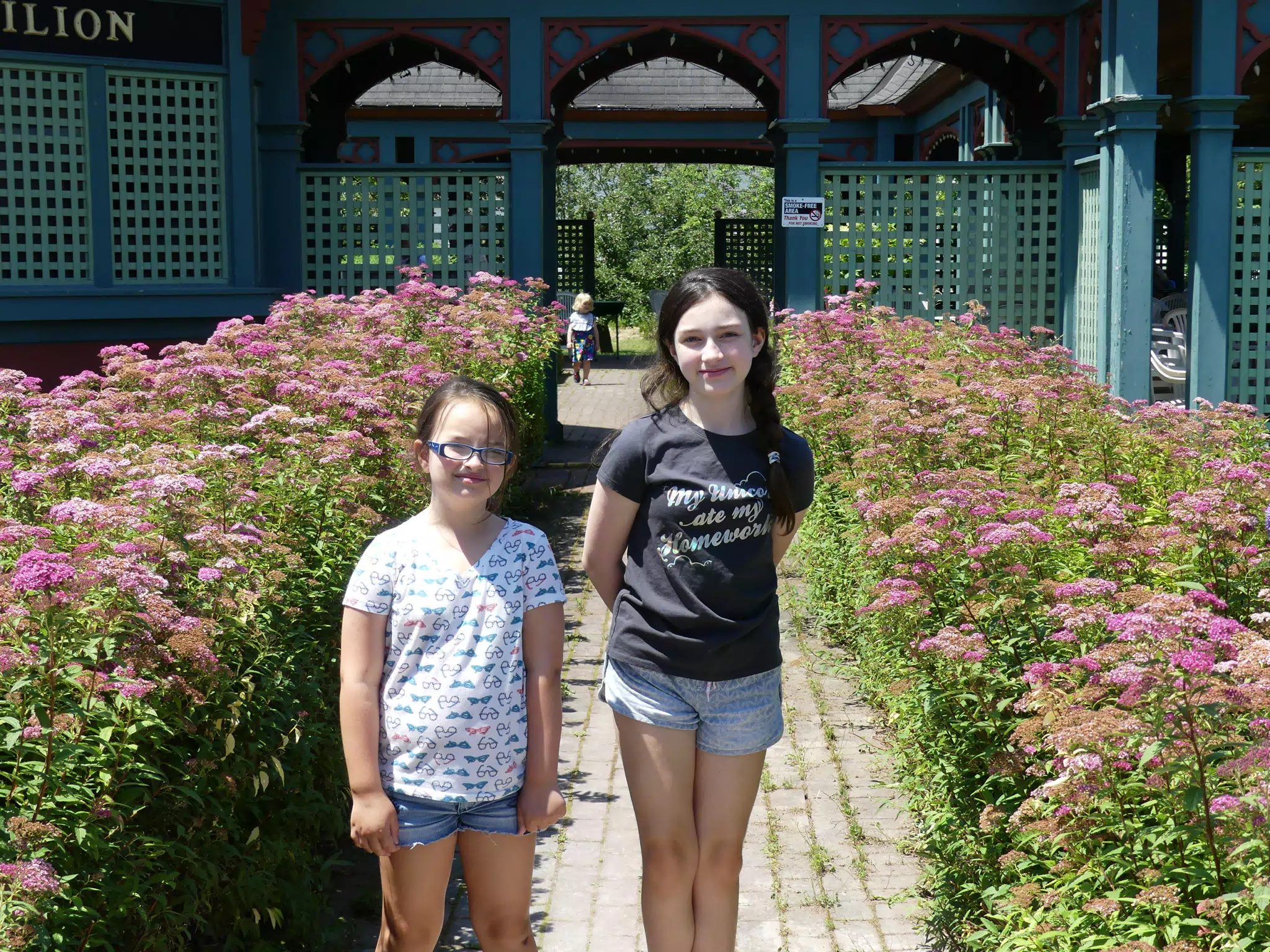 Luciana and Liesl at the Luncheon Pavilion at the Genesee Country Museum