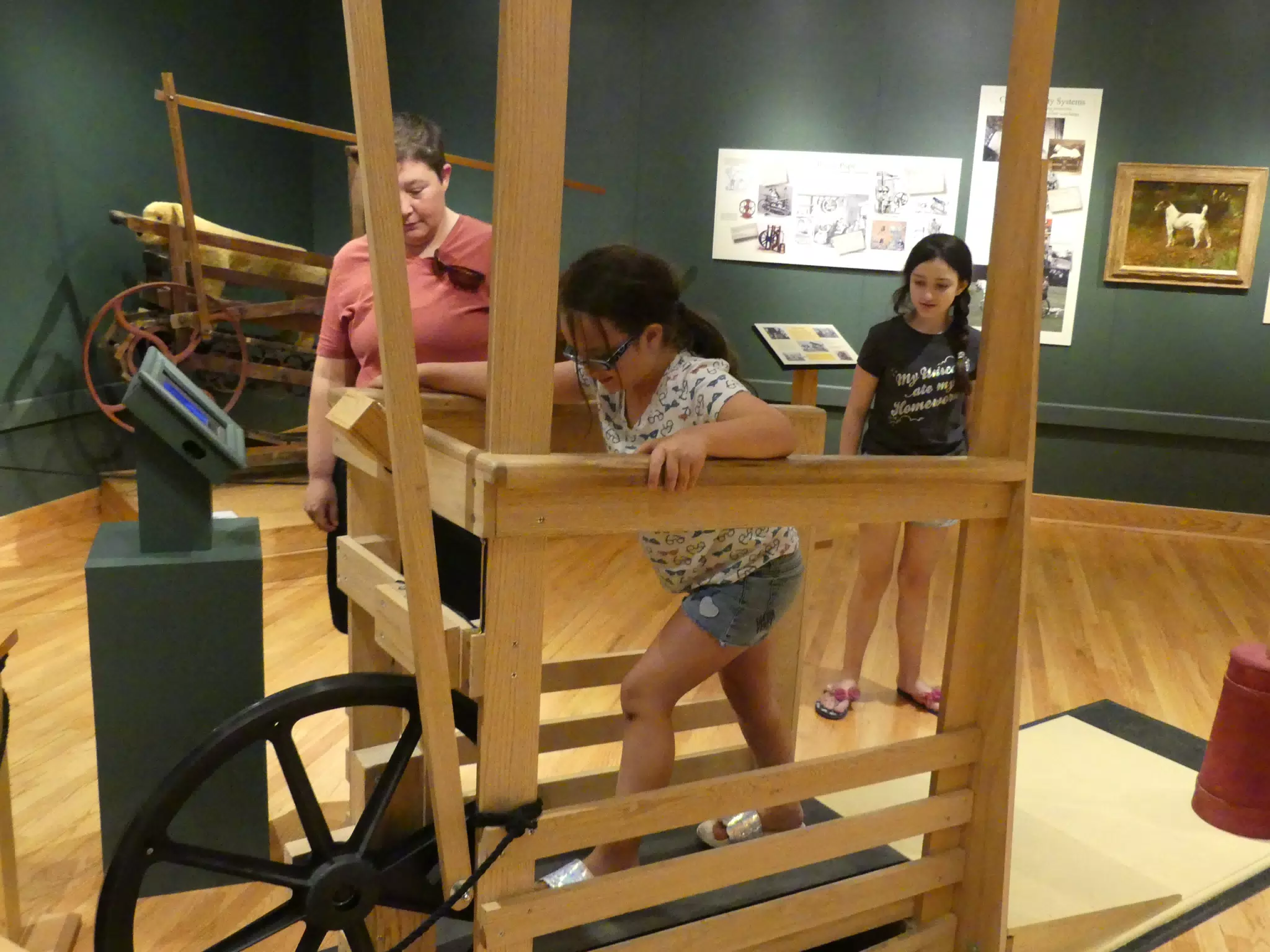 Luciana and Liesl Learning to Work Like a Dog at the Genesee Country Village Museum