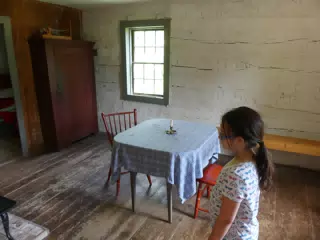 Luciana at the Pennsylvania Dutch House at the Genesee Country Village Museum