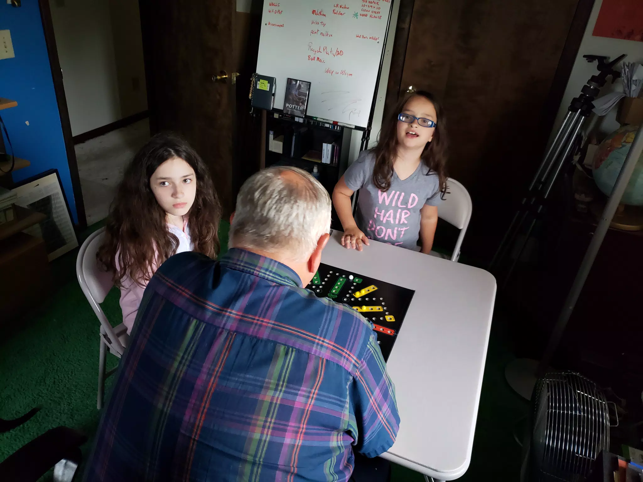 Liesl, Luciana, and Grandpa Playing Aggrevation