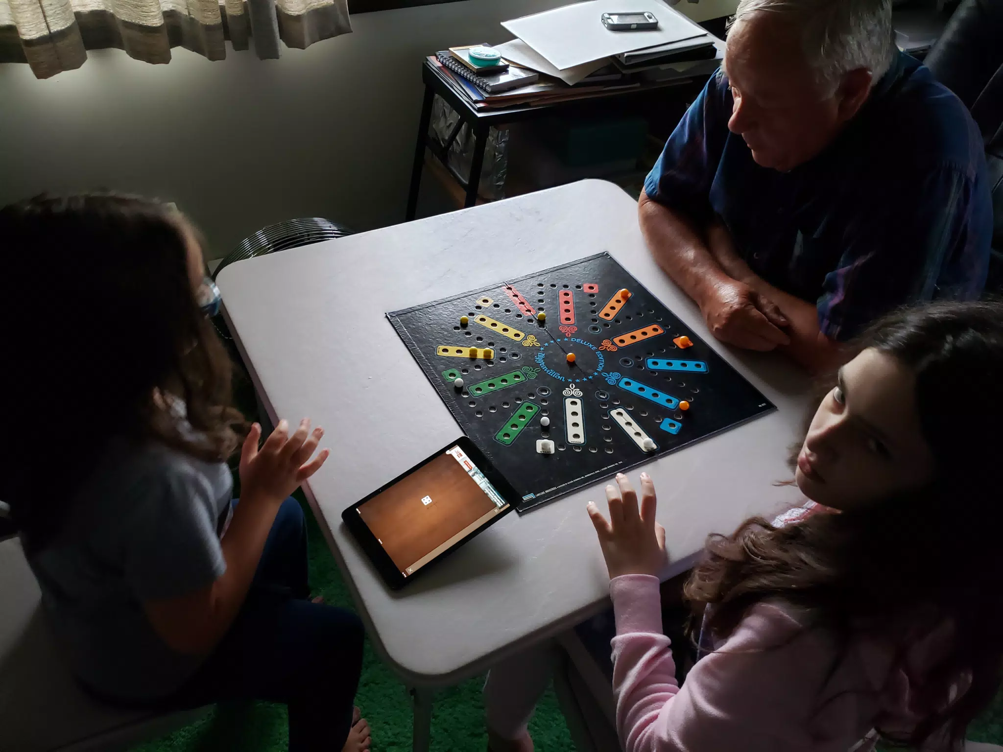 Luciana, Liesl, and Grandpa Playing Aggrevation