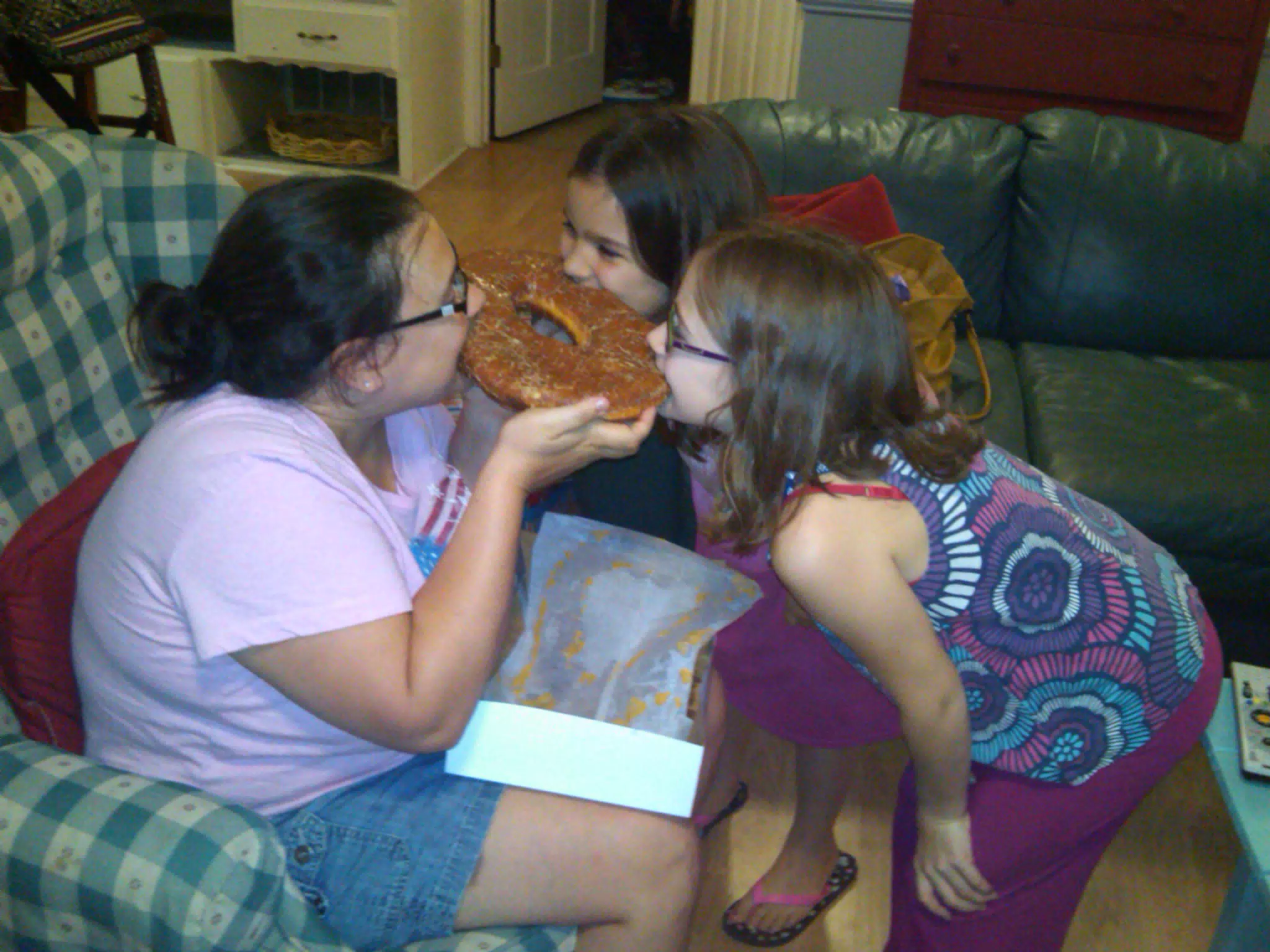 Girls Sharing the Donut