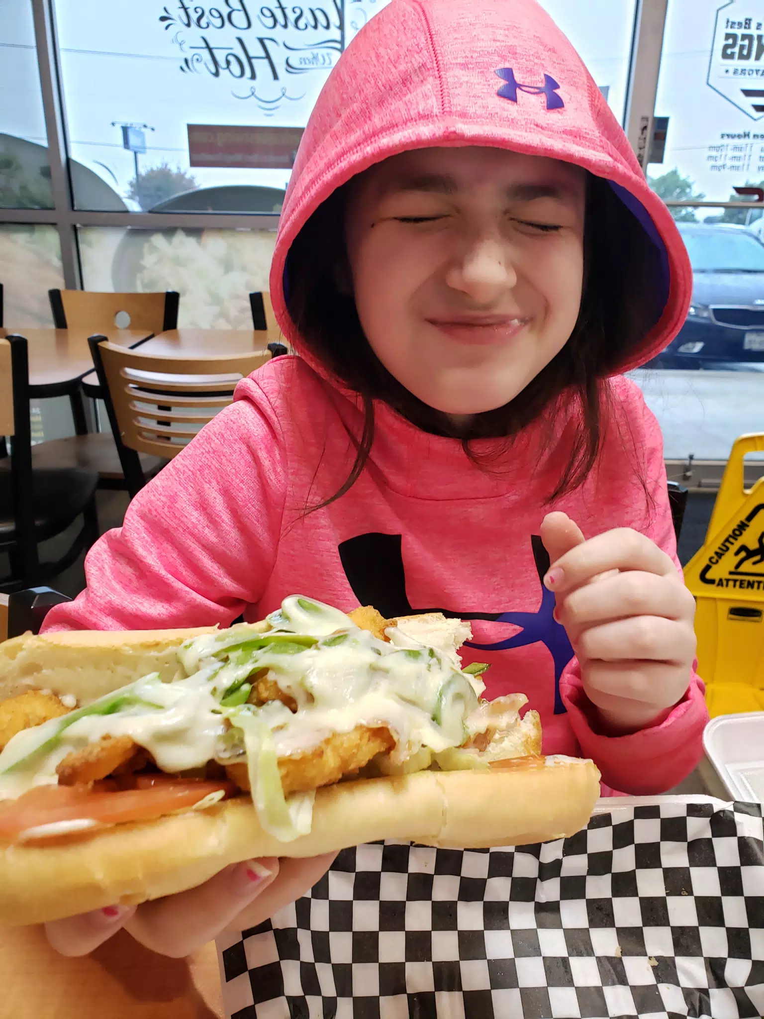 Liesl Shows Off Her Shrimp Po Boy