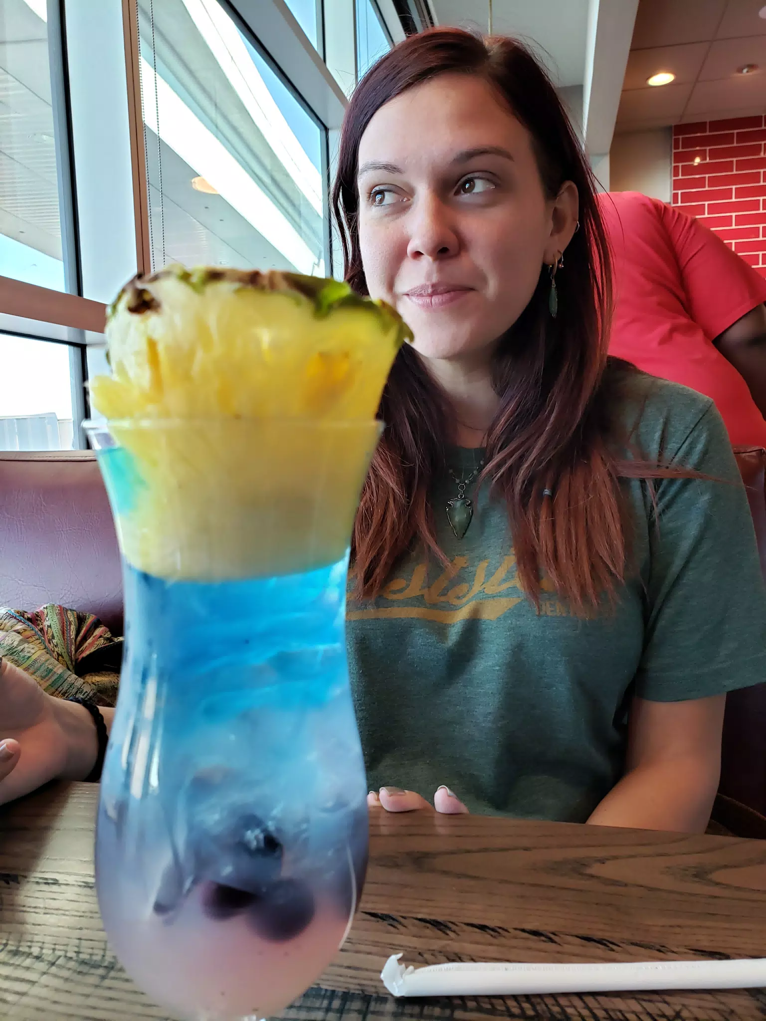 Rachel with Blue Drink at TGIFridays