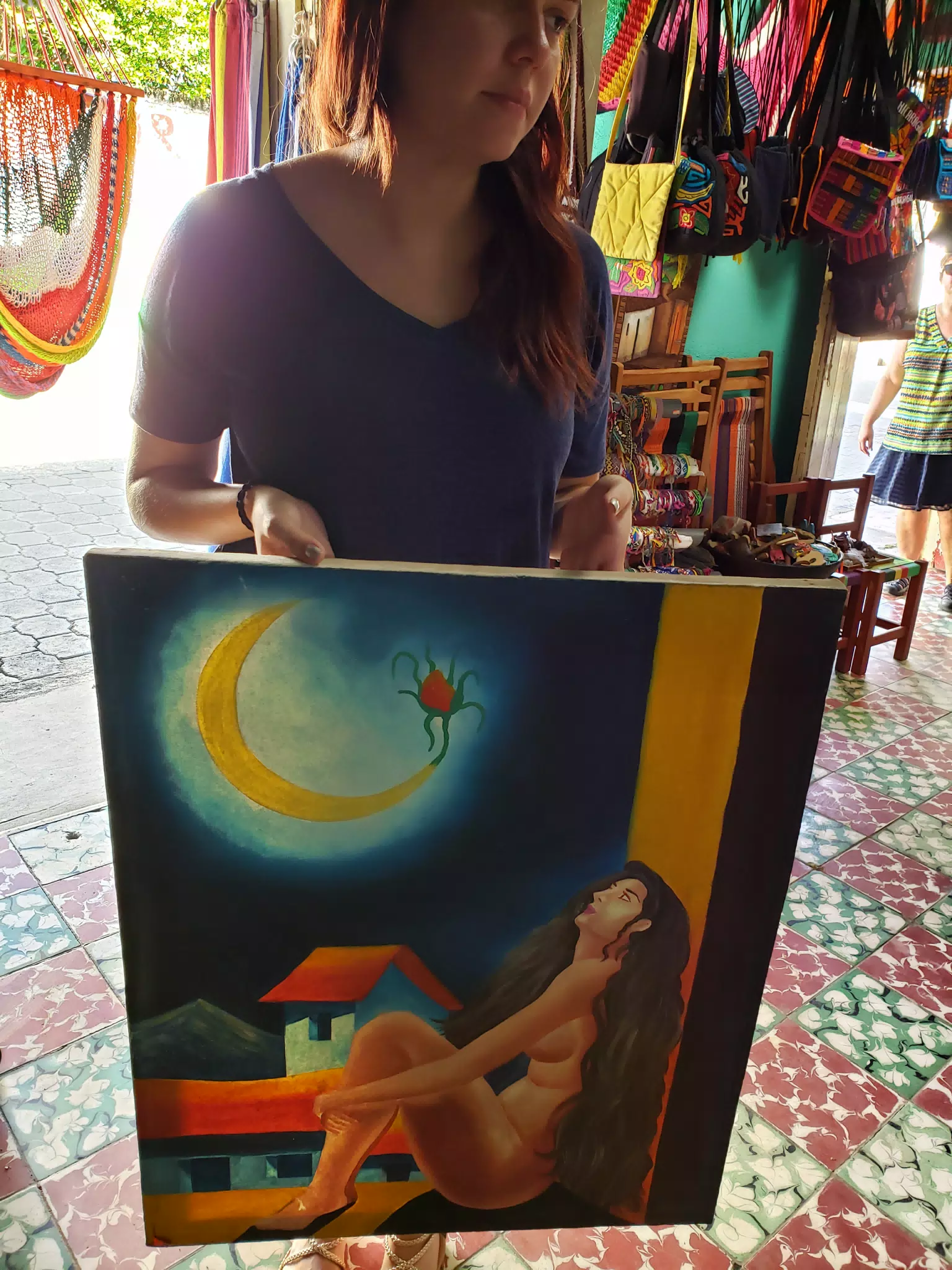 Rachel with Painting at the Art Warehouse