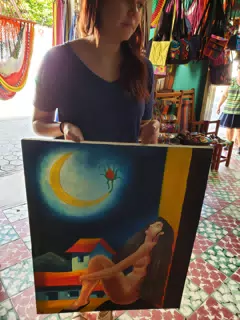 Rachel with Painting at the Art Warehouse