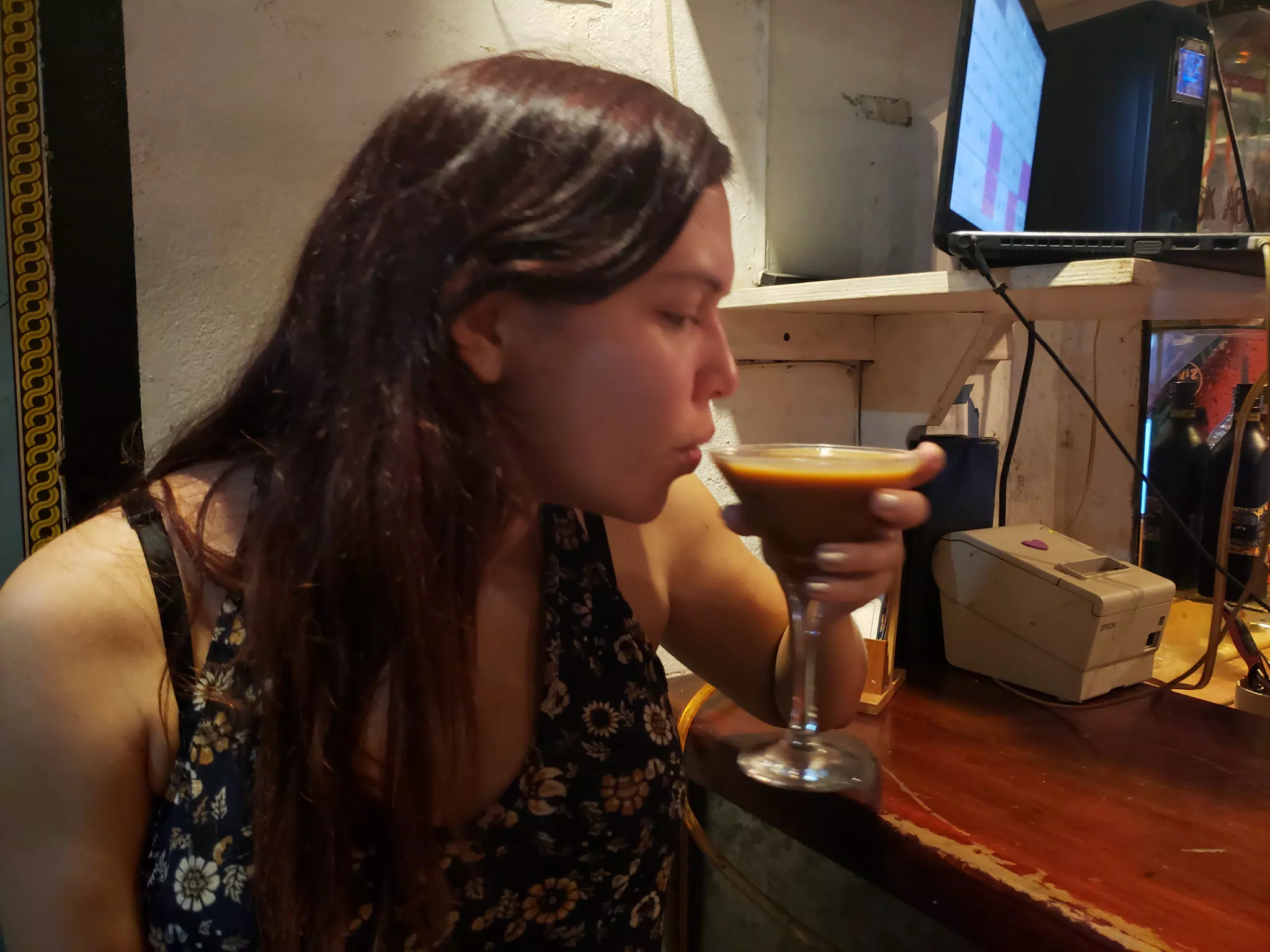 Rachel with an Espresso Martini at Bar Republika