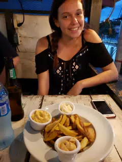 Rachel with French Fries at Dale Pues
