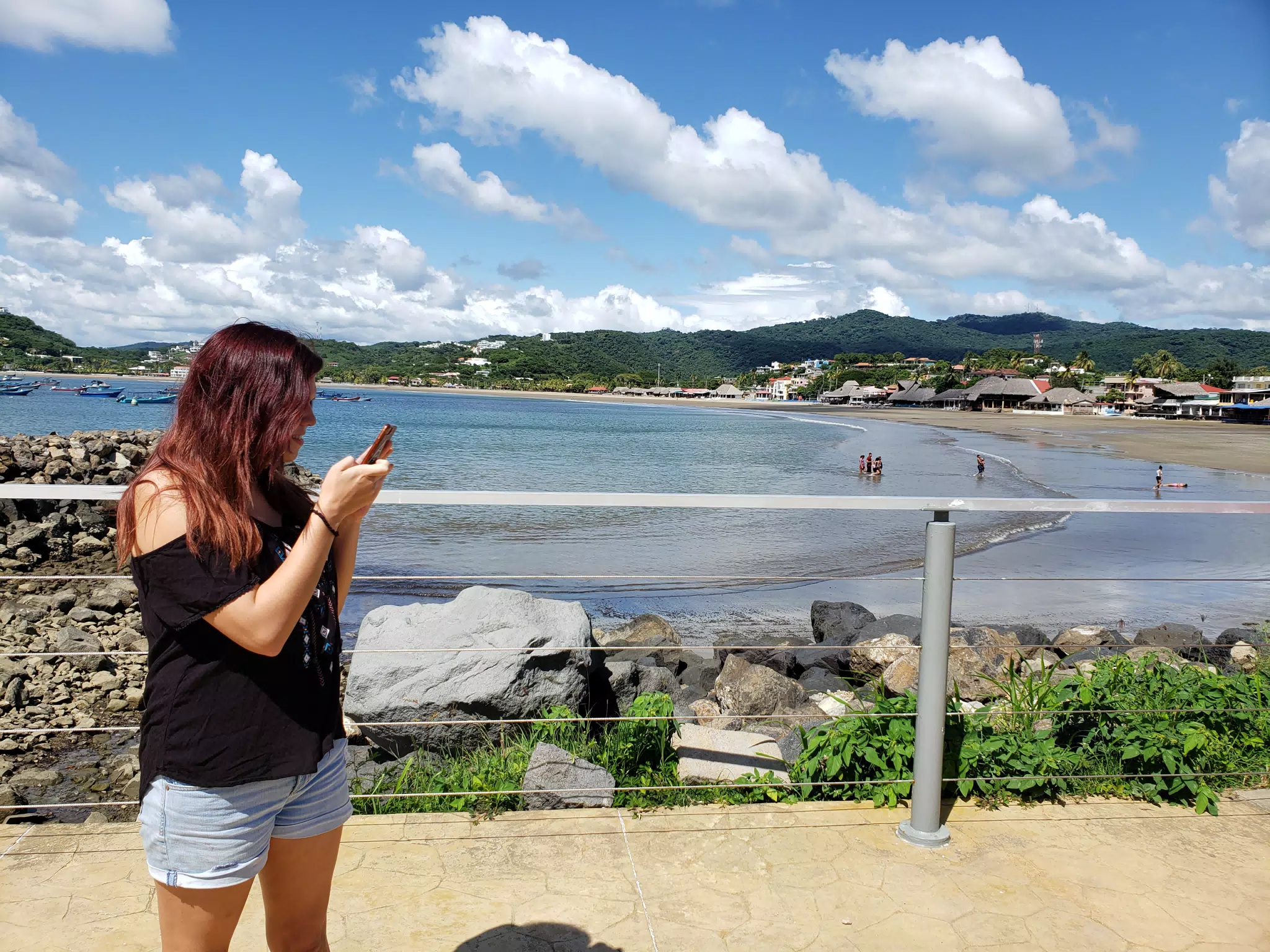 Rachel in San Juan del Sur on Her Phone