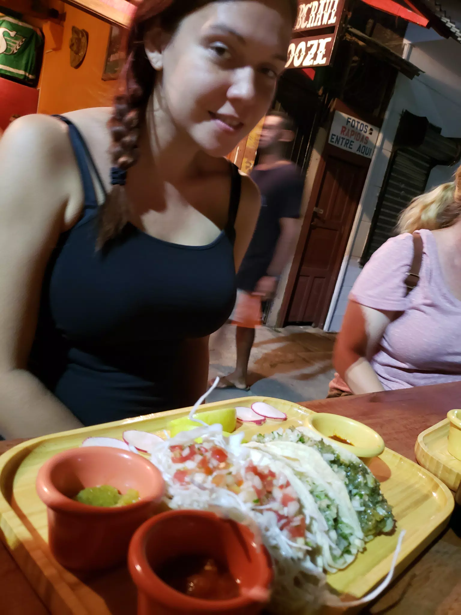 Rachel with Tacos at Nacho Libre