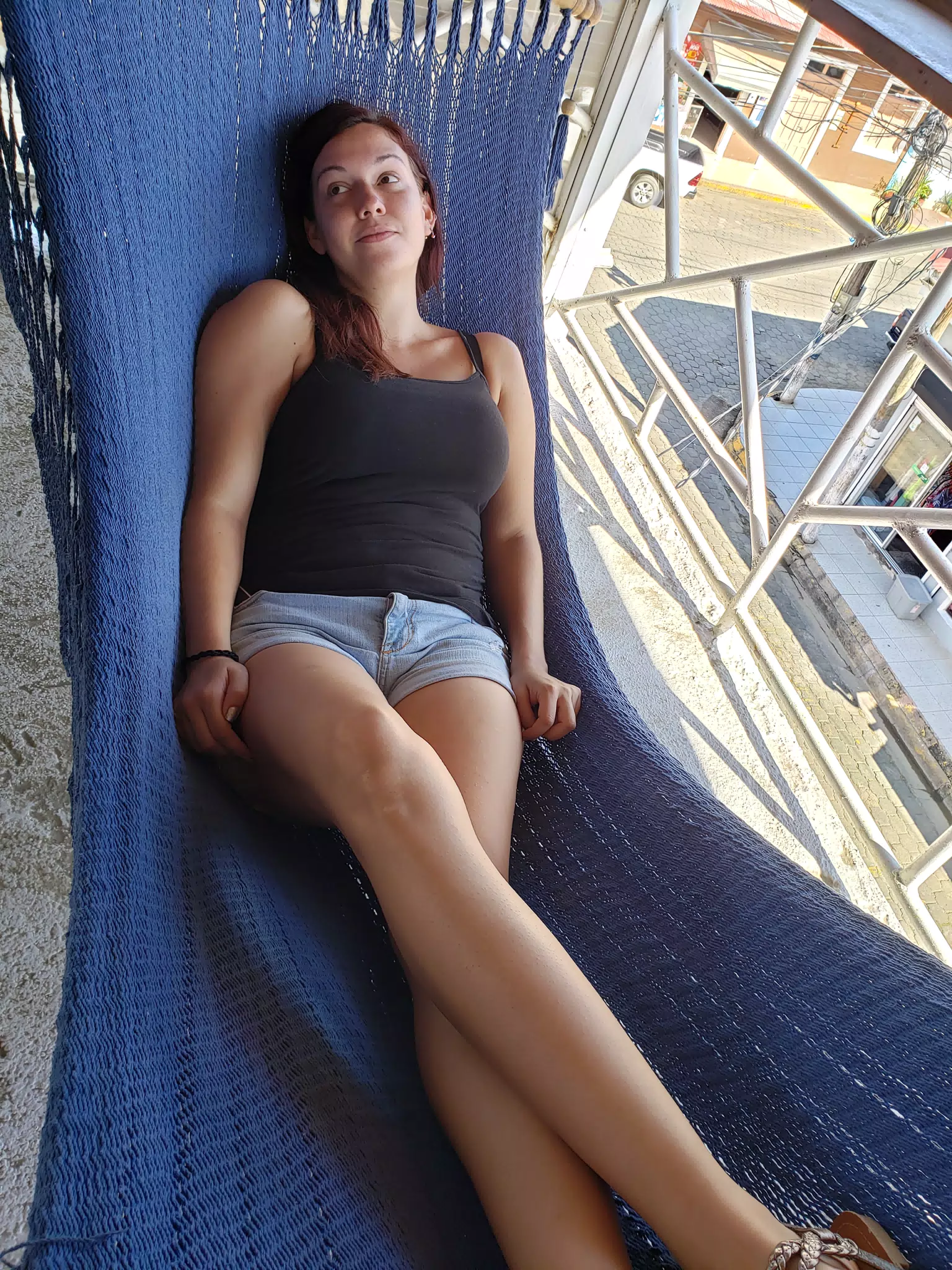 Rachel in Hammock at El Barrio Cafe Hotel Rooftop
