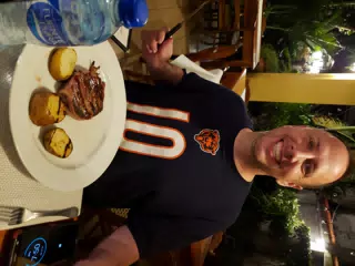 Allen with Filet Mignon at El Zaguan Granada