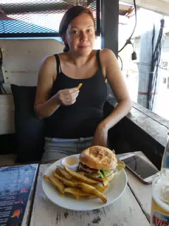 Rachel Eating Dinner at Dale Pues