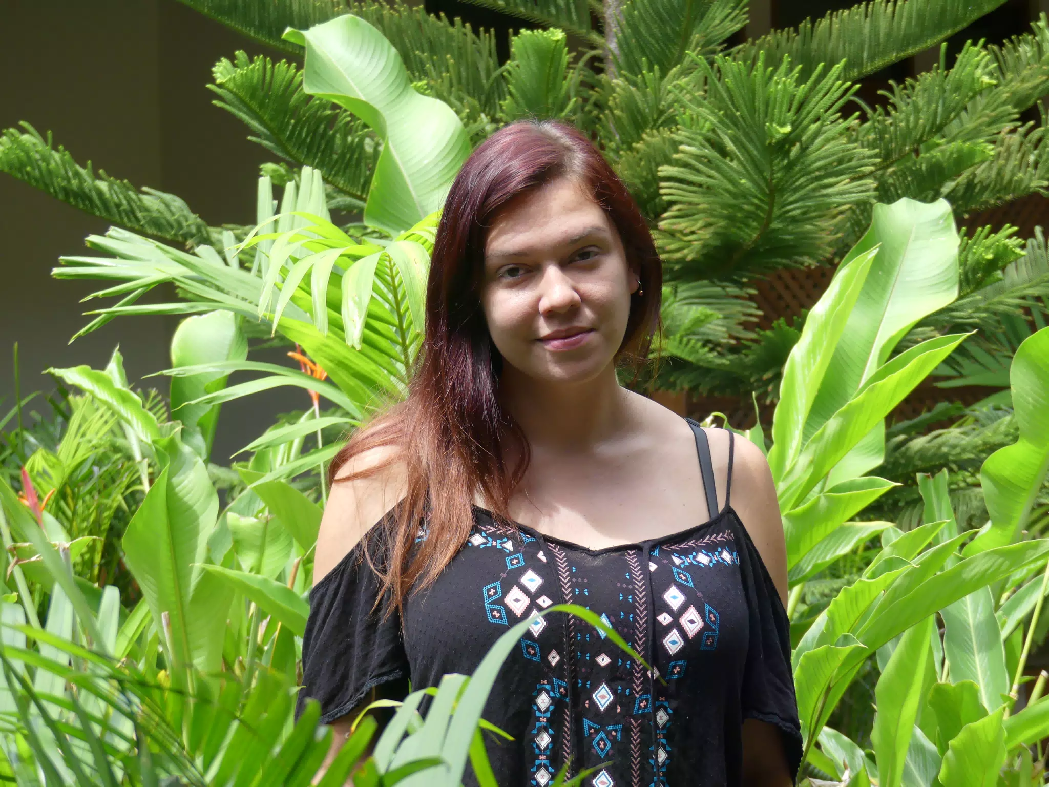Rachel in Garden in Granada, Nicaragua