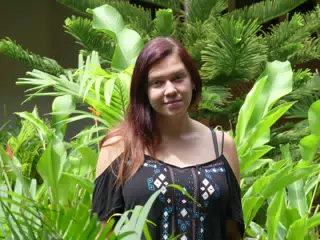 Rachel in Garden in Granada, Nicaragua