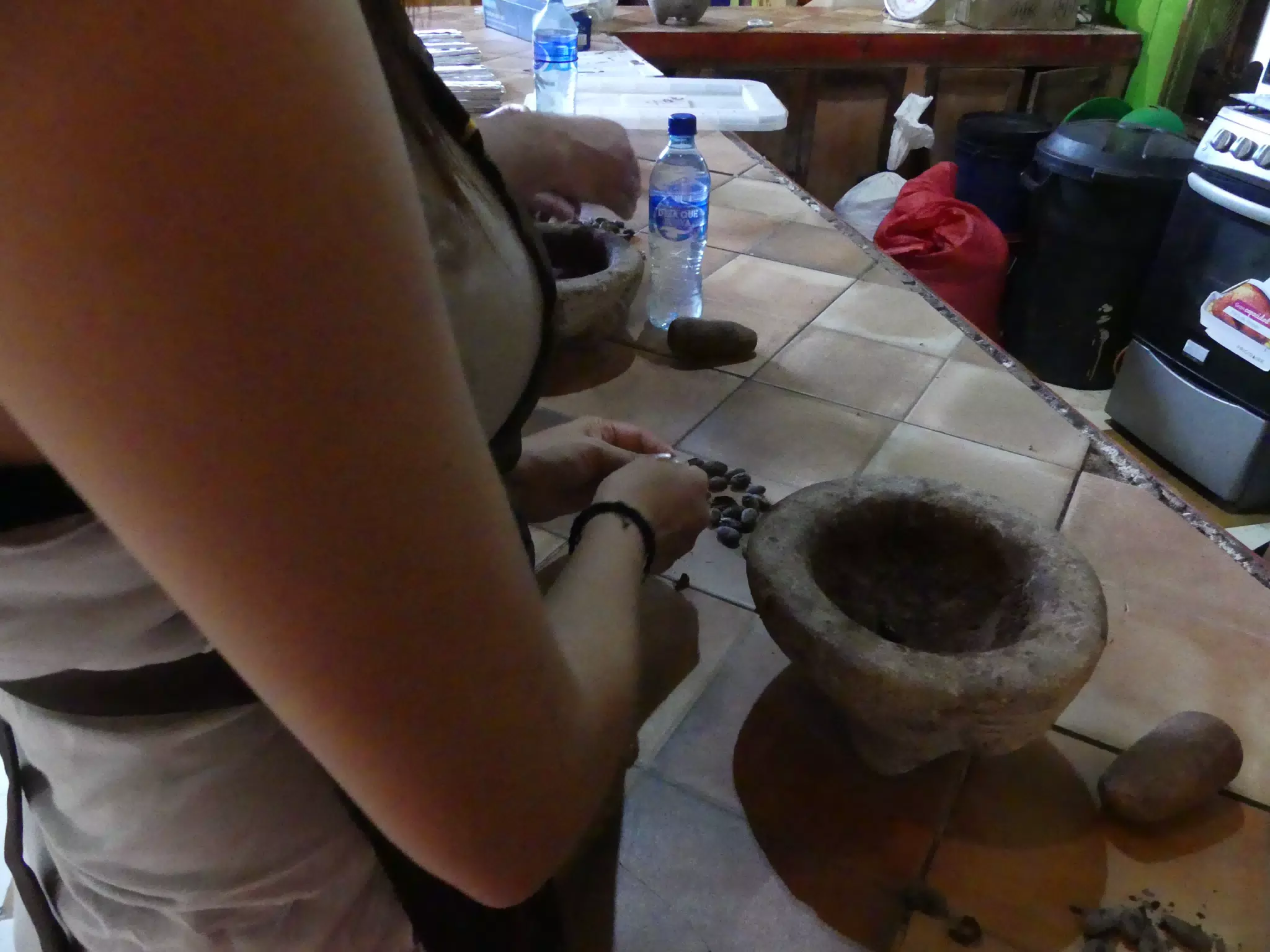 Rachel Prepping Chocolate Beans