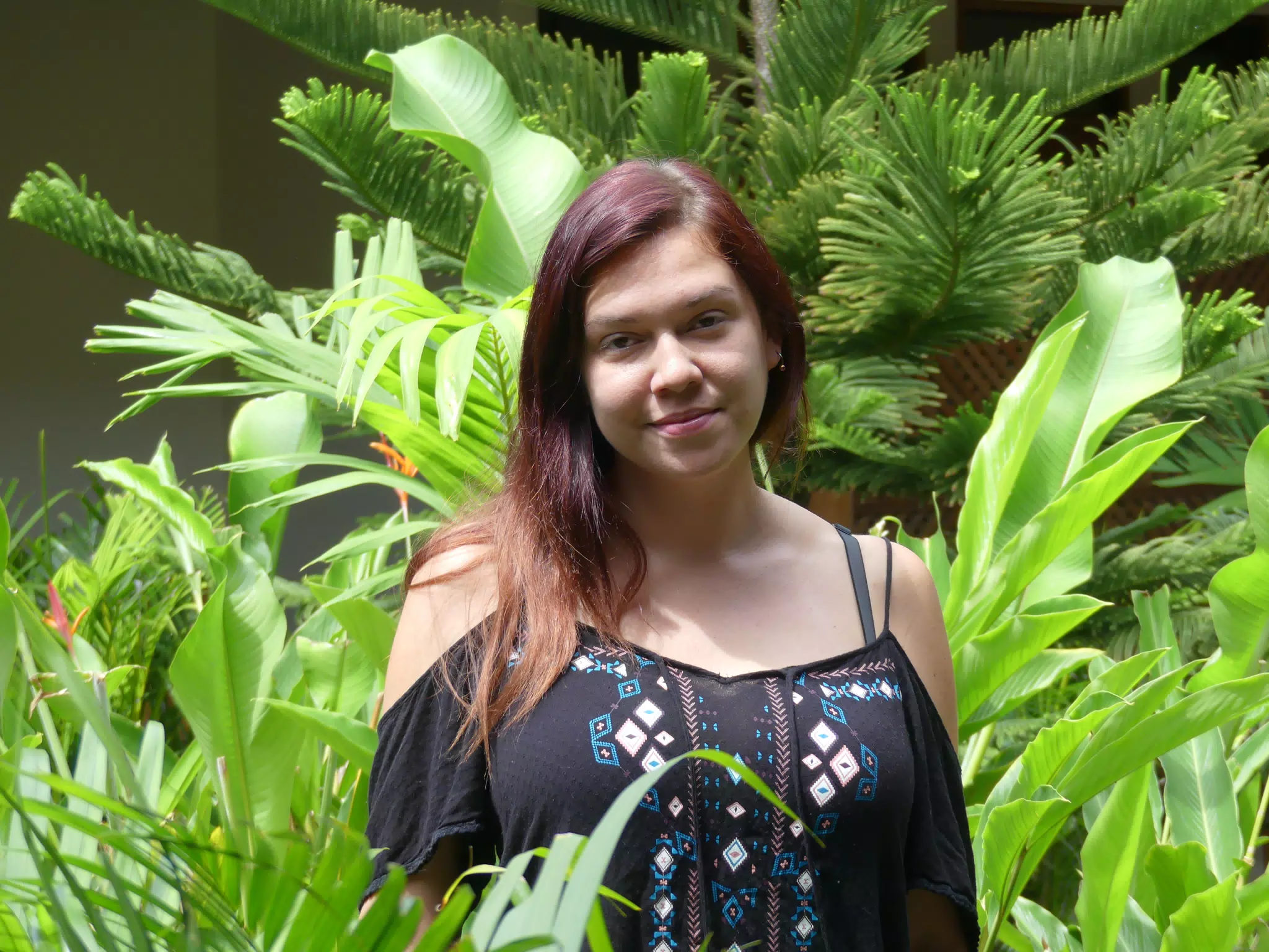 Rachel Modeling in Garden in Granada Nicaragua