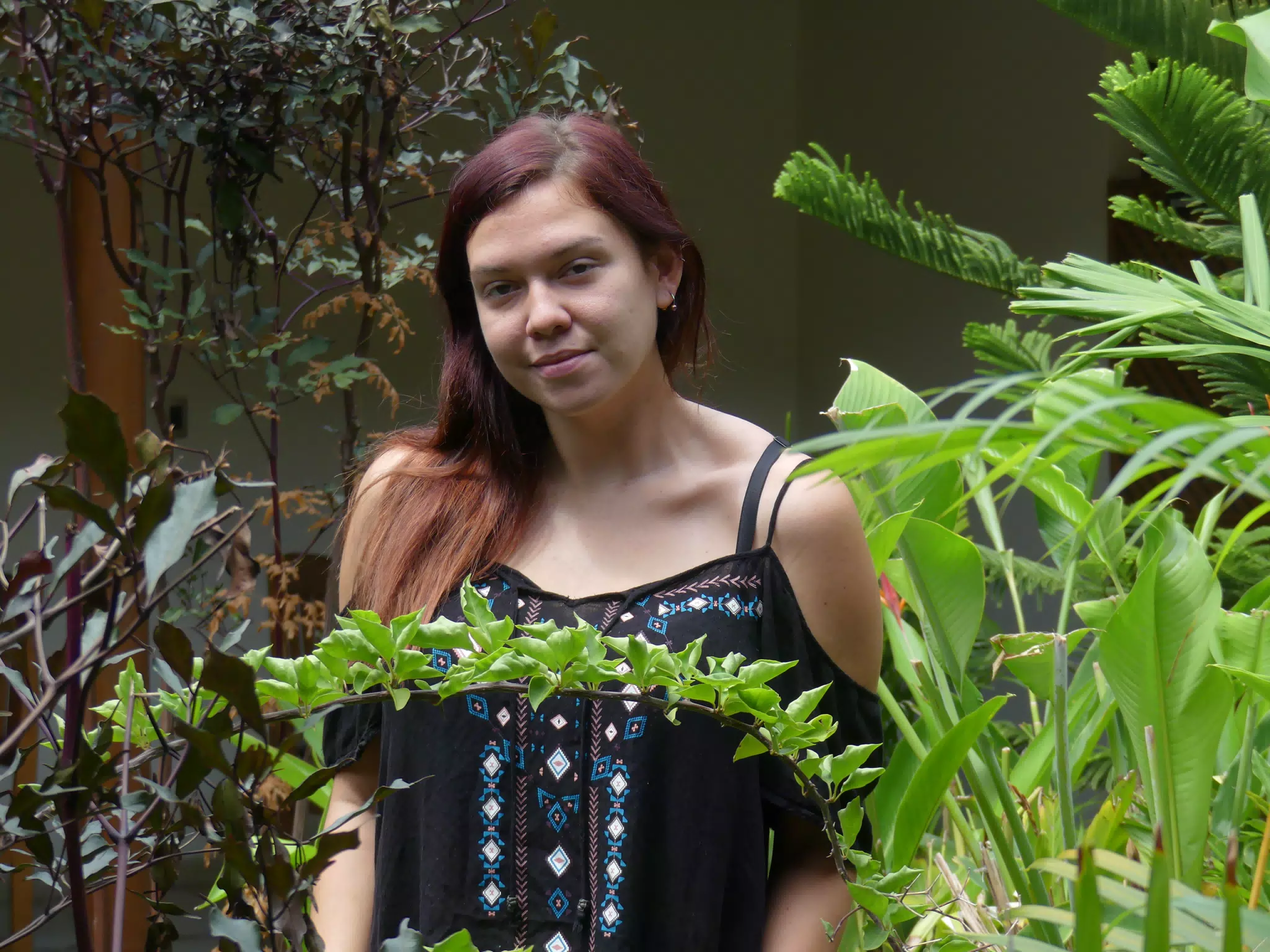 Rachel Posing in Garden in Granada, Nicaragua