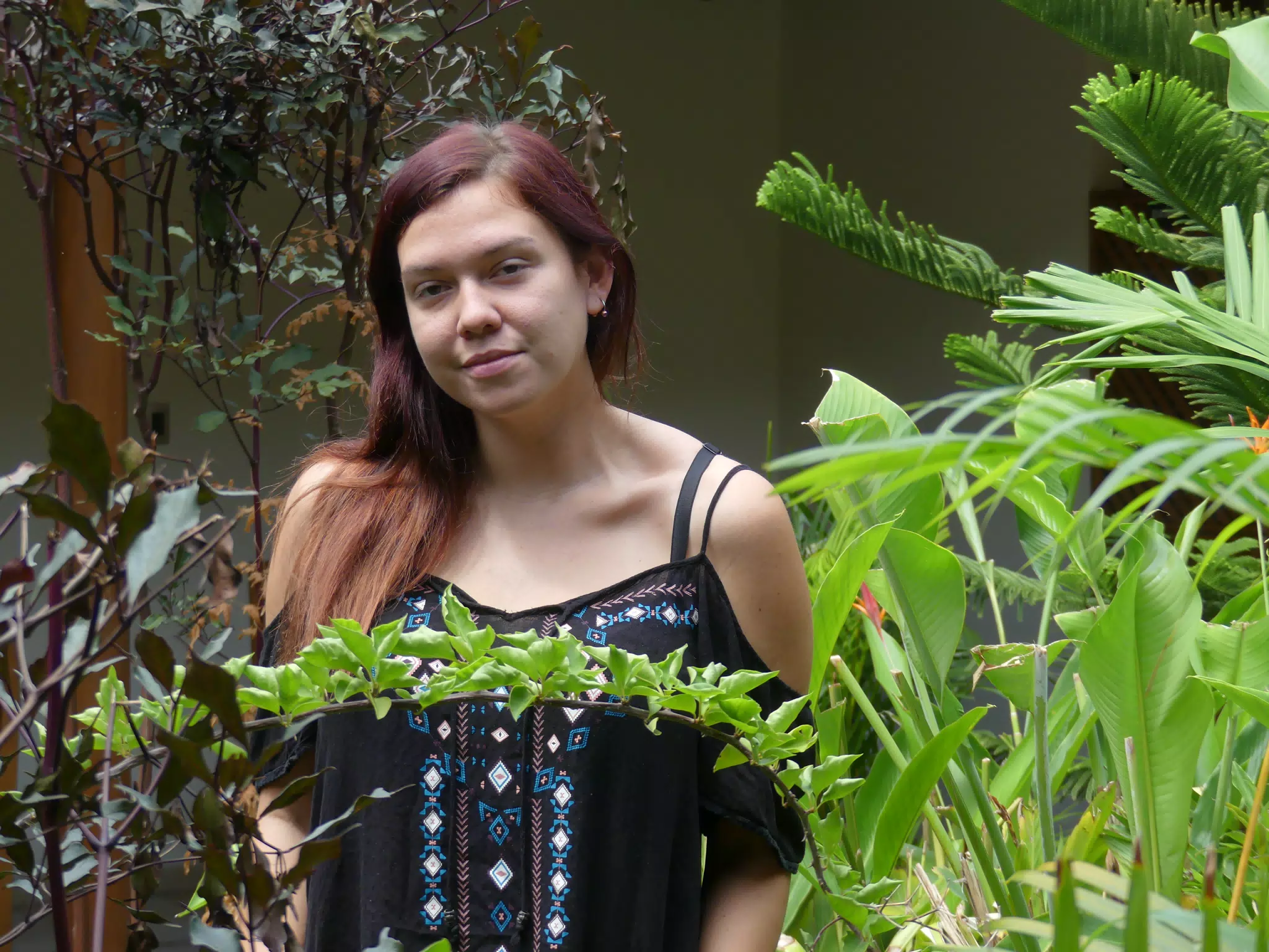 Rachel Posing in Garden in Granada, Nicaragua