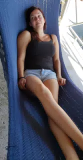 Rachel on Hammock at El Barrio Cafe Hotel