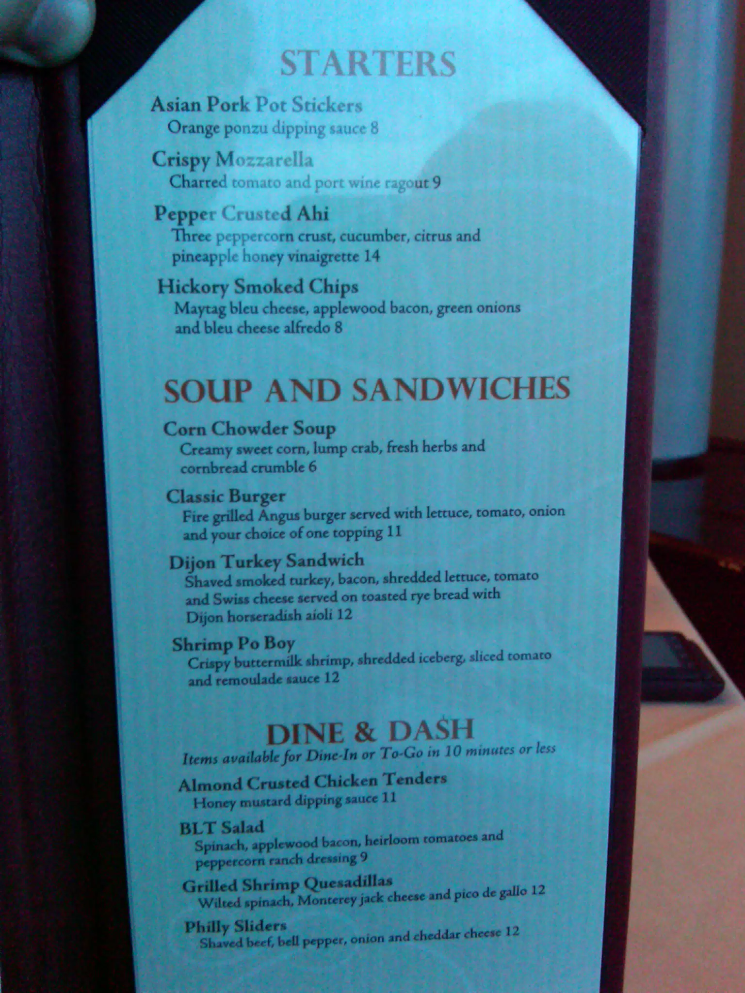 New La Cima Lounge Menu
