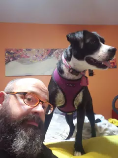 Scott with Mia the Blue Heeler