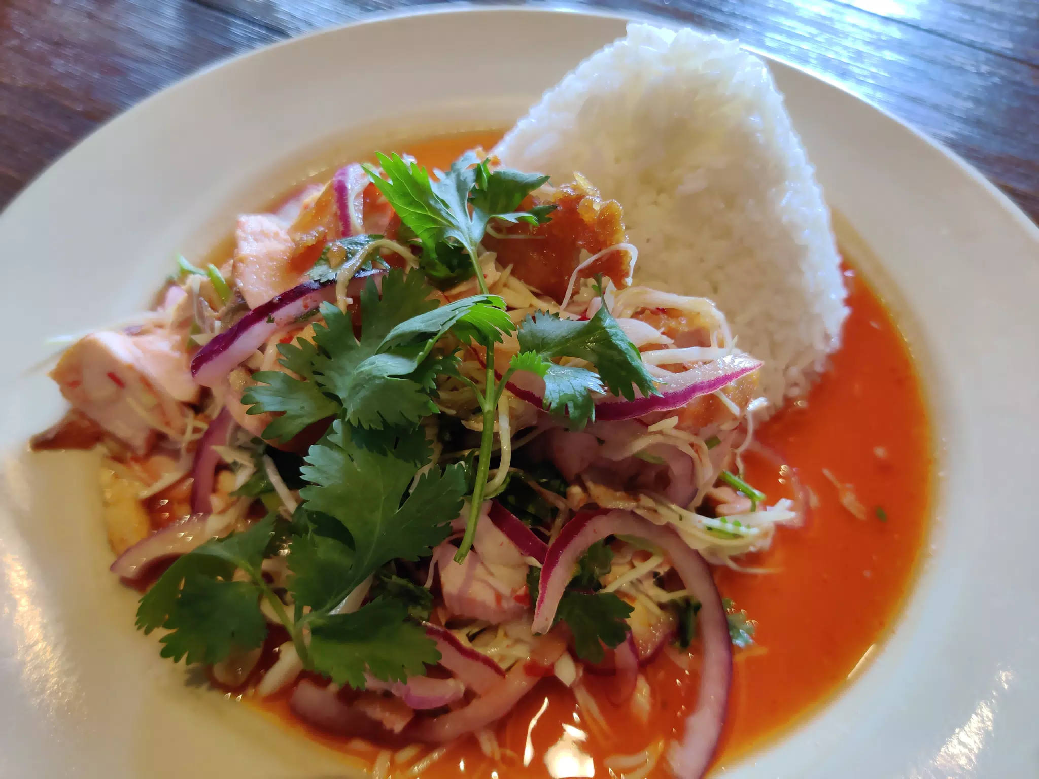 Fried Salmon Thai Lunch in Denton, TX