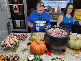 Paul & Dominica at Halloween Party at the Toccos'