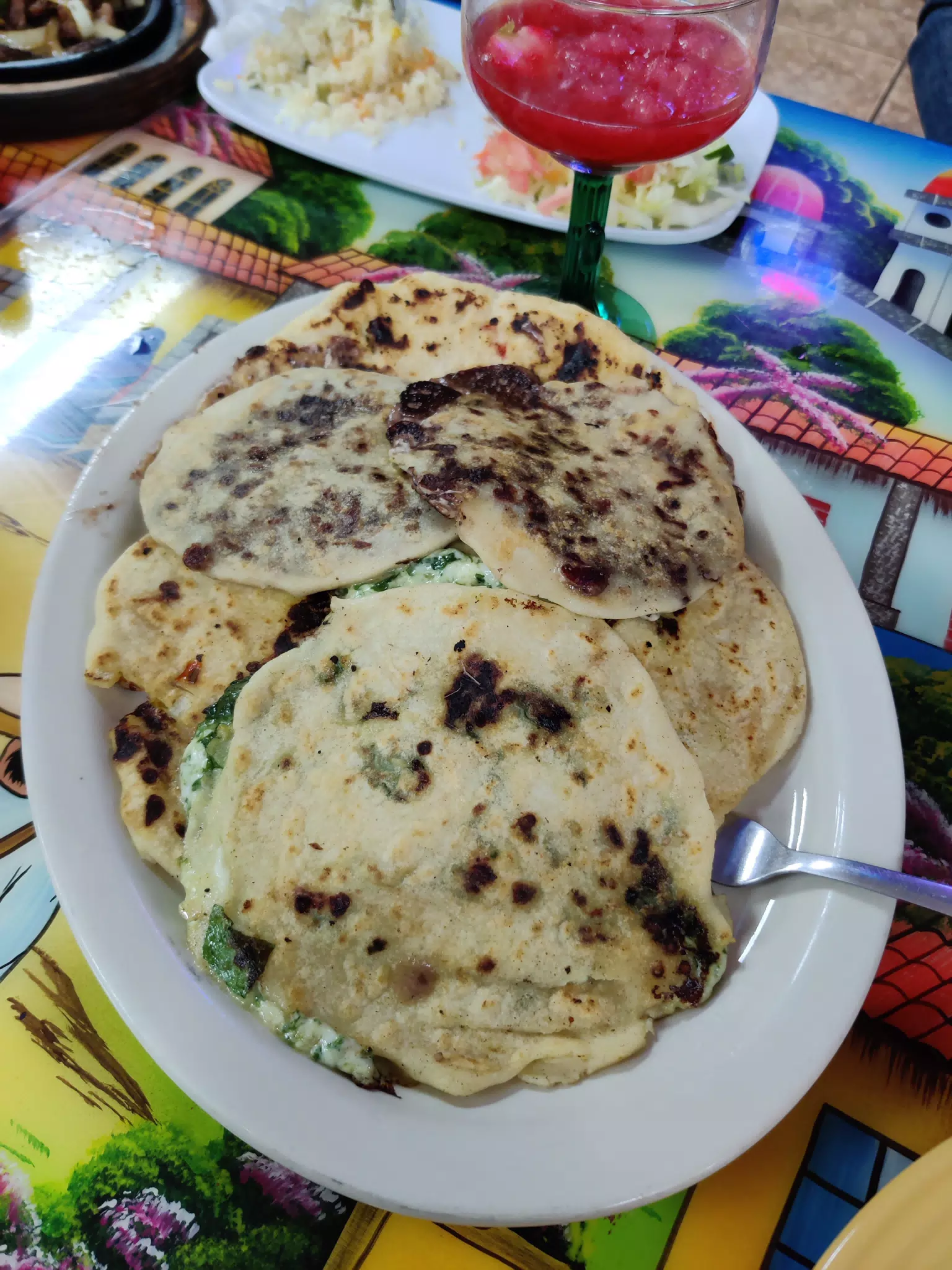 Dinner of Pupusas and Fajita at Restaurant Latino