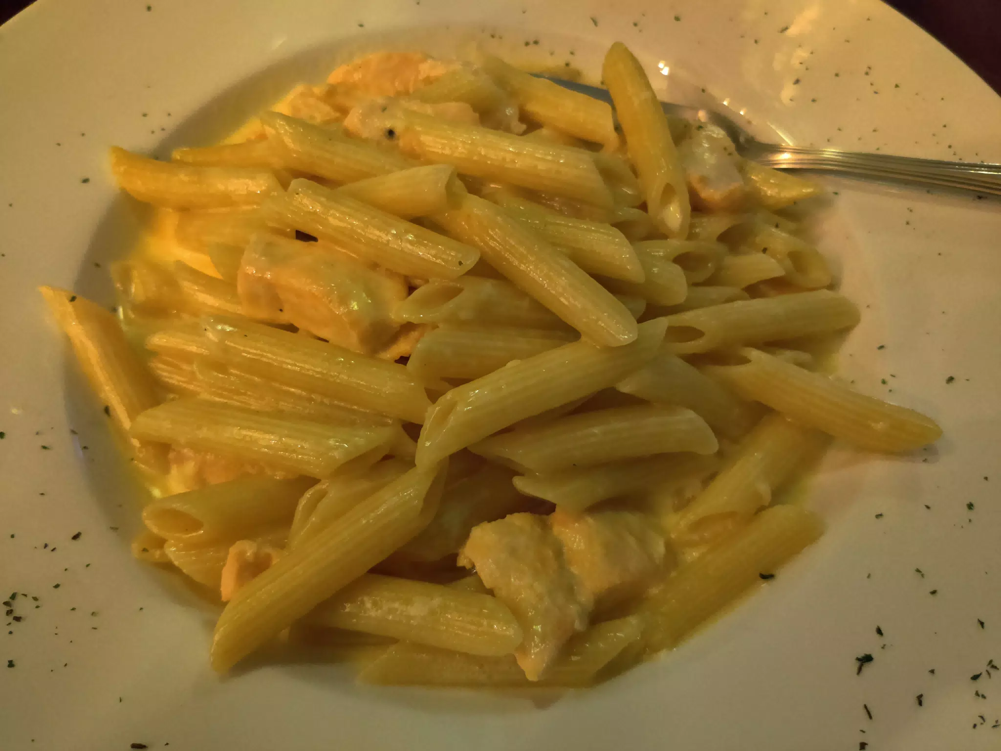 Salmon Penne Pasta at Pane e Vino in Managua