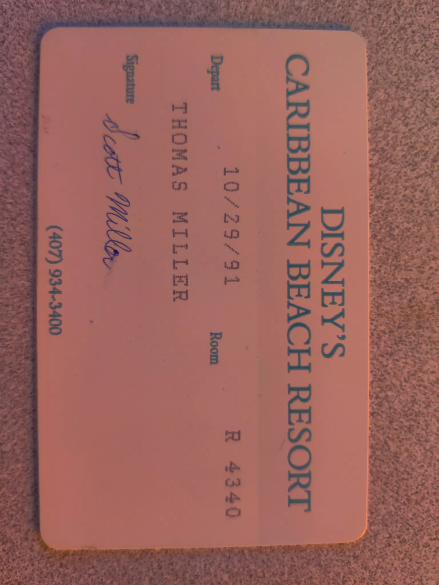 My 1991 Disney's Caribbean Beach Resort Room Key