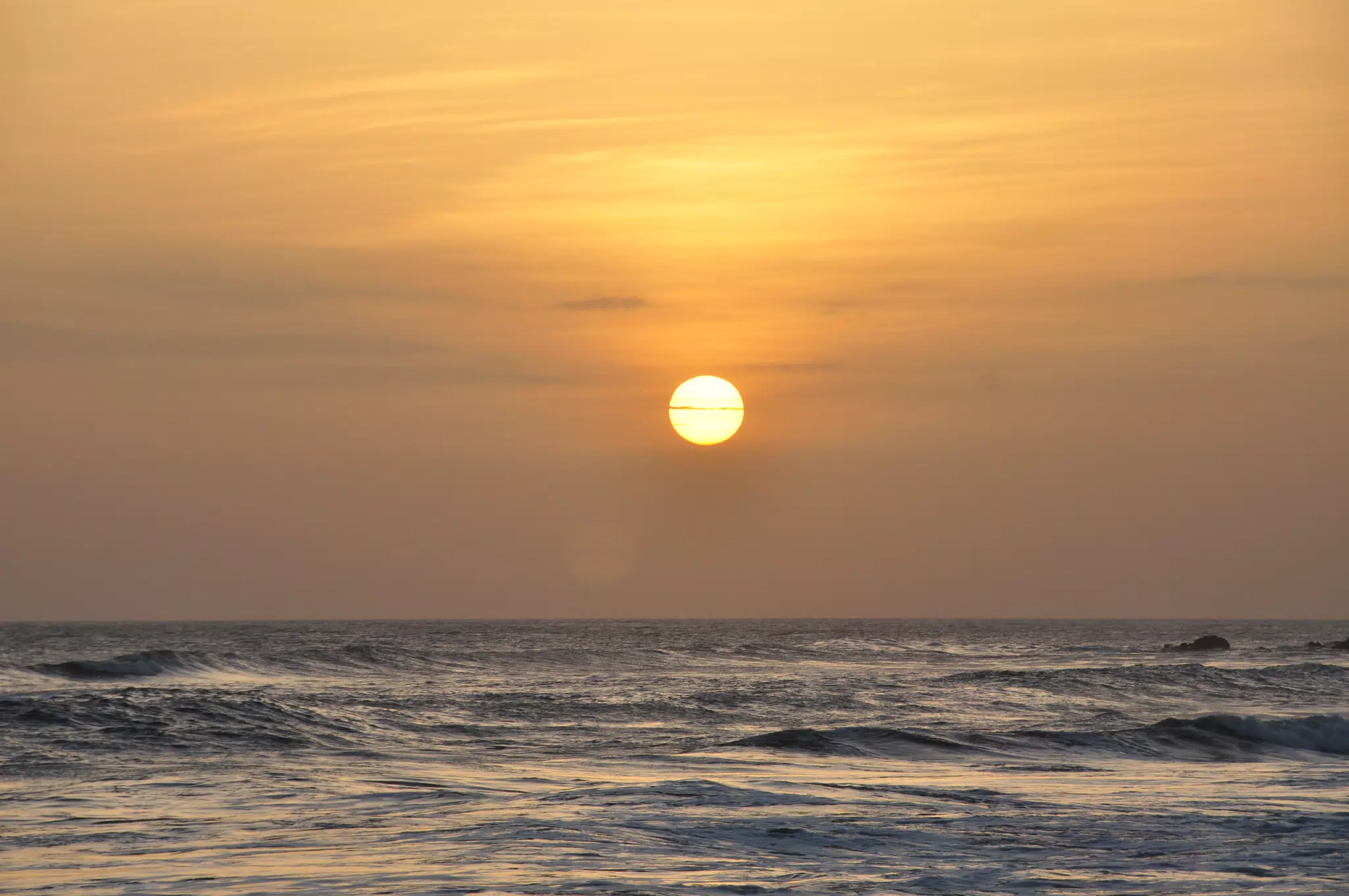 Sunset Over the Pacific From the Simple Beach Lodge, Pas Penitas