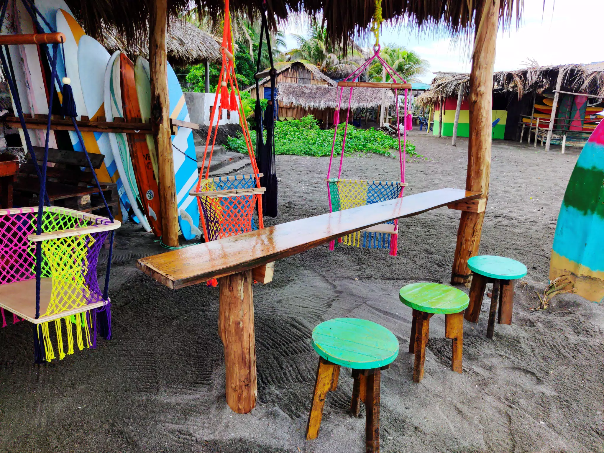 Swings and Stools at Beach Bar