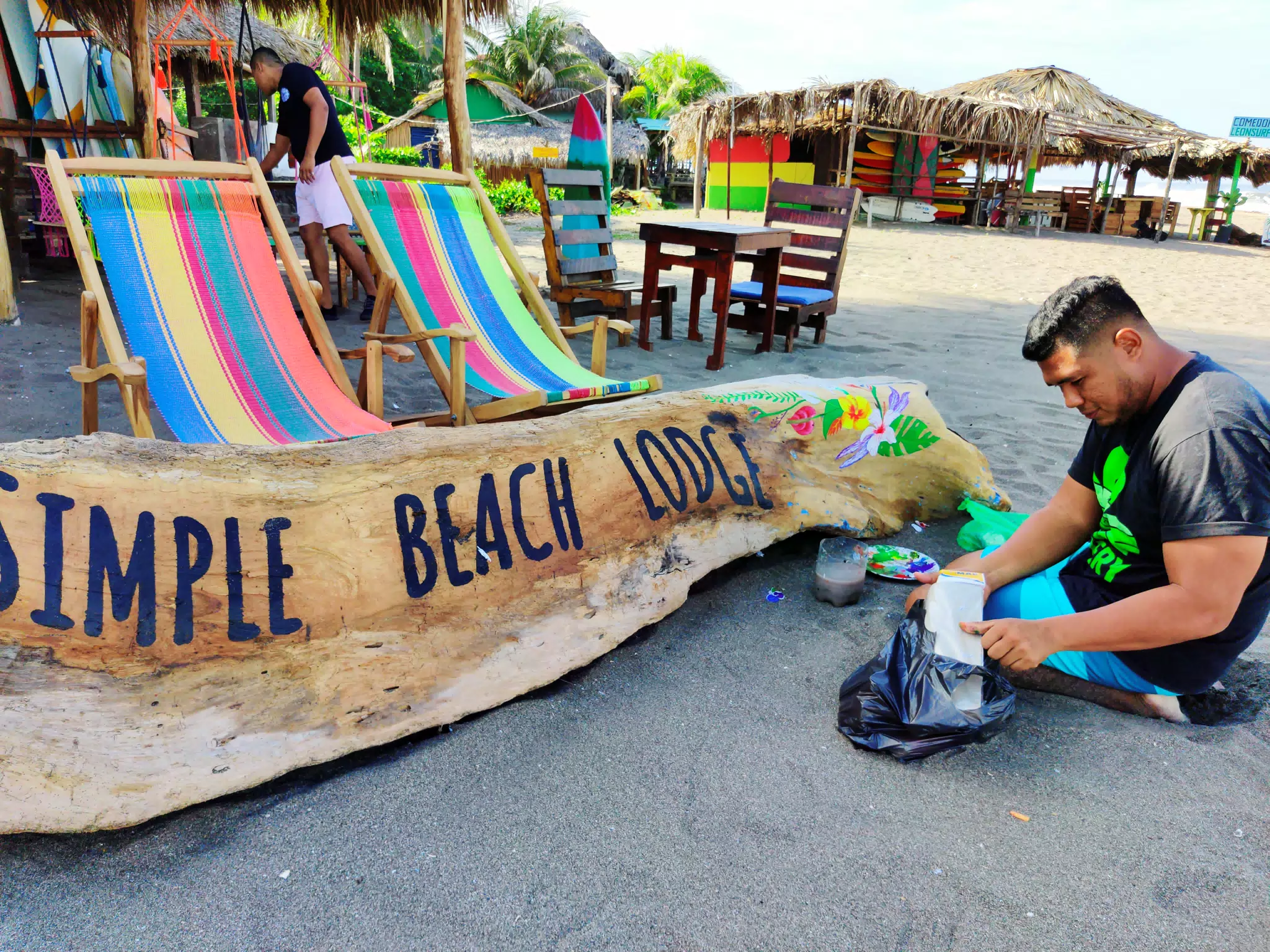 Newly Painted Log at the Simple Beach Lodge
