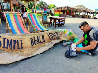 Newly Painted Log at the Simple Beach Lodge