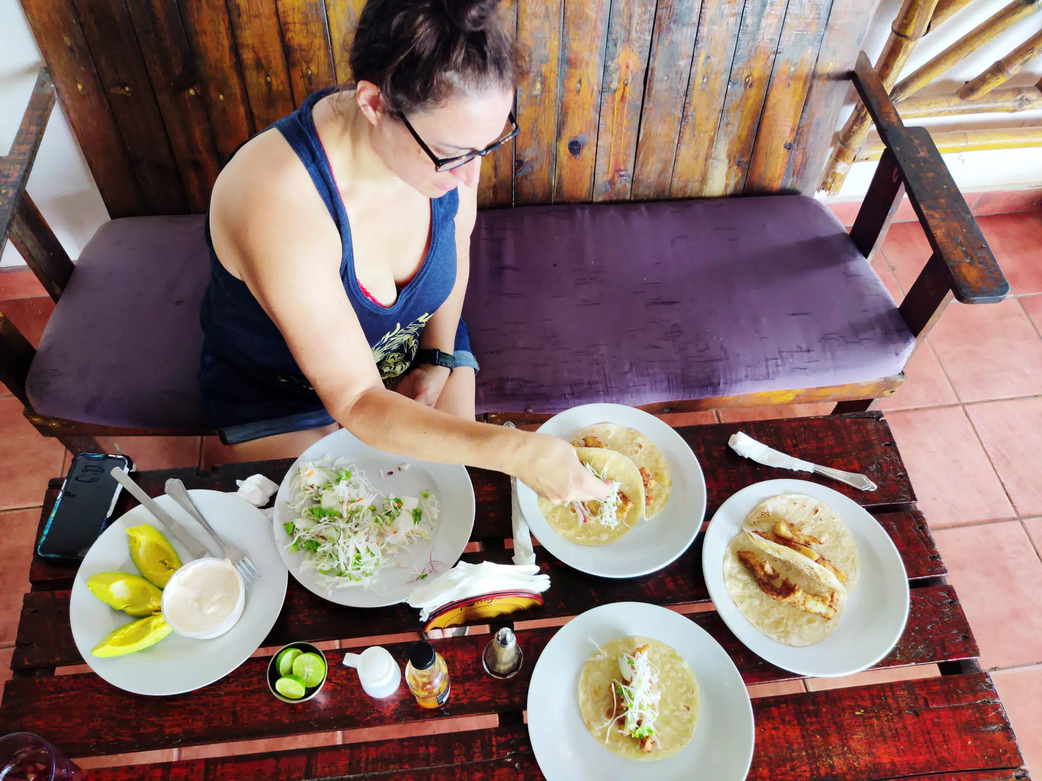 Dominica Preparing Fish Tacos for Lunch