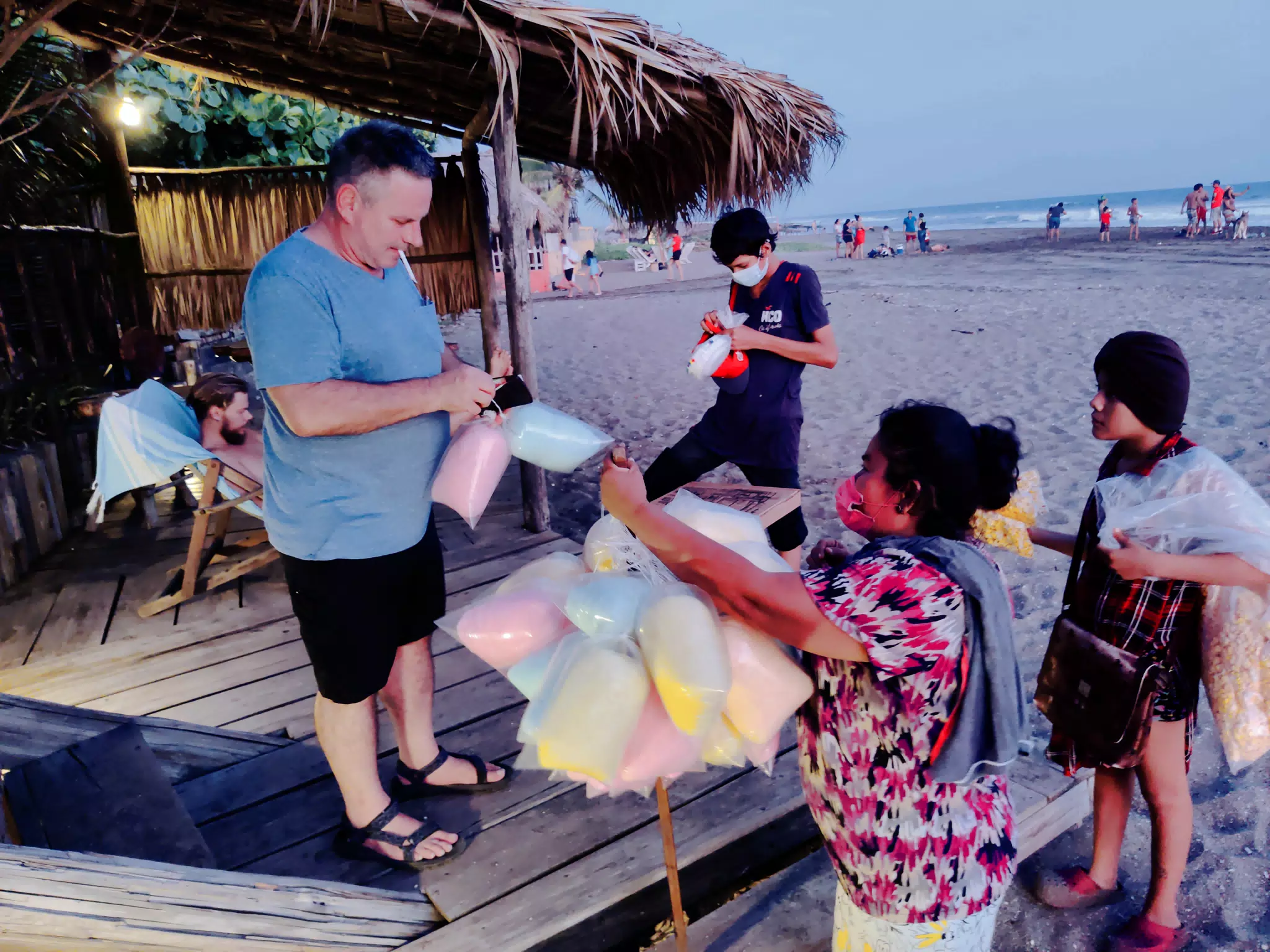 Selling Cotton Candy on the Beach in Las Peñitas