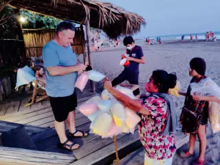 Selling Cotton Candy on the Beach in Las Peñitas